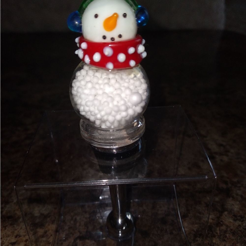 Pier 1 snowman wine bottle stopper New In Box